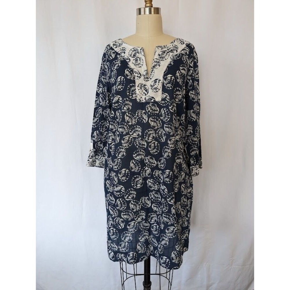 Talbots Dress Medium Seashell 3/4 Sleeve Tunic Coverup Beach Resort Vacation NEW